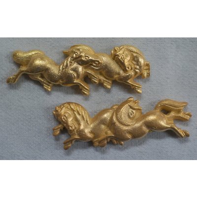 画像1: 銀製目貫　馬二匹