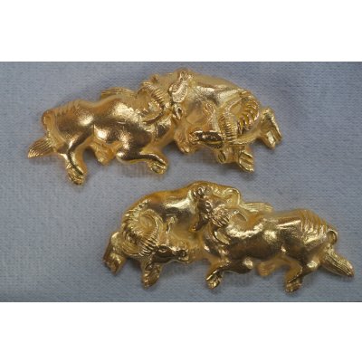 画像1: 銀製目貫　牛