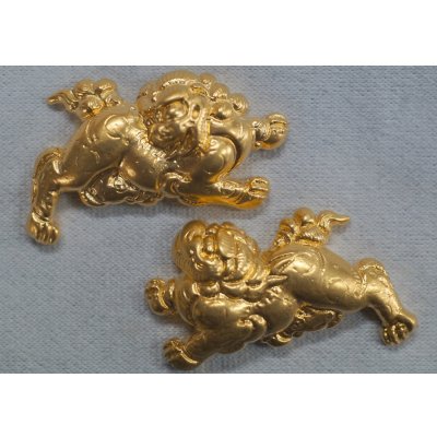 画像1: 銀製目貫　獅子
