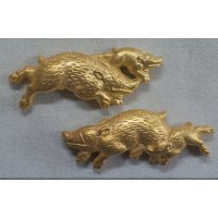銀製目貫　猪