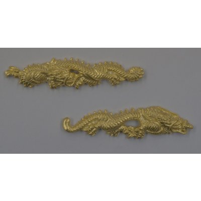 画像1: 銀製目貫　竜（細長・小）