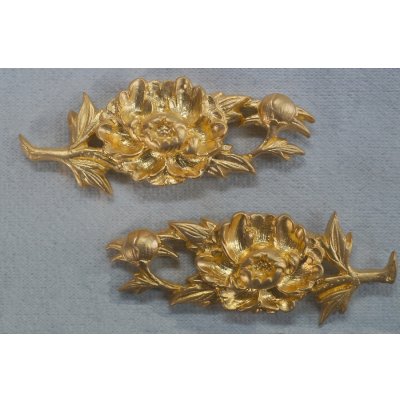画像1: 銀製目貫　牡丹