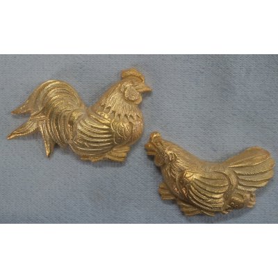 画像1: 銀製目貫　鶏