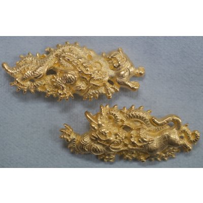 画像1: 銀製目貫　竜虎